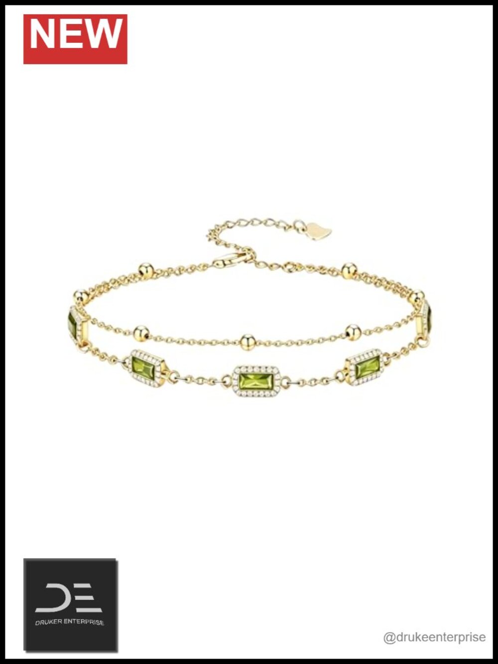 14K Gold Plated Birthstone Bracelet Anklet Link Chain Women Gift